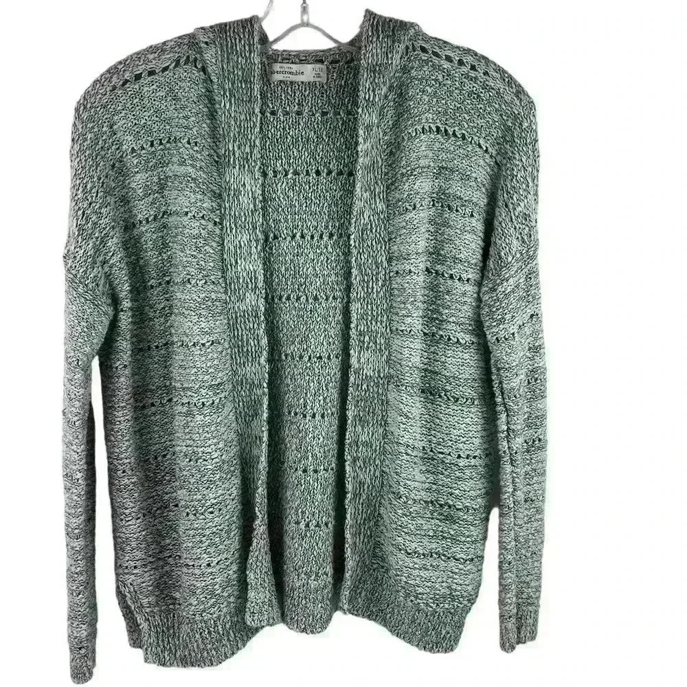 Abercrombie Kids‎ Hooded Cardigan Sweater Gray XL Unisex Long Sleeve Knitted